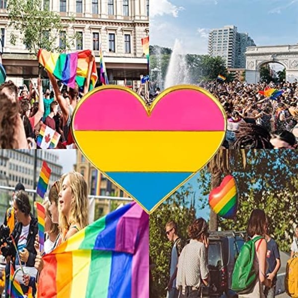 5-pack Bisexuell stolthet hjärtformad knappnålsbrosch pins flagga badge brosch märken Pansexual 5pcs