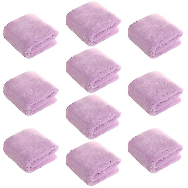 Salon Håndklæder 10-pak - Hurtigtørrende Håndklæde Til Hår, Hænder, Ansigt Brug Hjemme, Salon, Spa, Barber A light purple