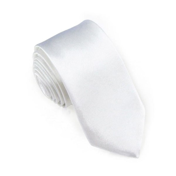 Smal / smal enfärgad slips - Flera färger Vit white