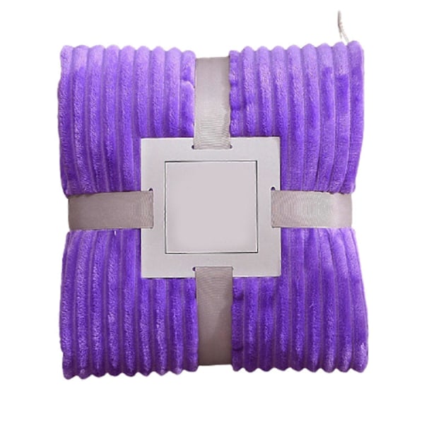 Stort Flanell Fleece Tæppe 100x150cm Polyester Blødt Behageligt Let Luksus Sengetæppe til Purple