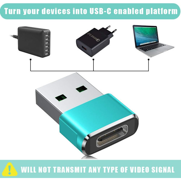 USB till USB C-adapter 3-pack, Typ C hona till USB A hane laddningskabelkonverter för Apple iWatch 8 7 SE, MacBook, iPhone 12 13 14 15 Max Plus Pro, Airpods Green