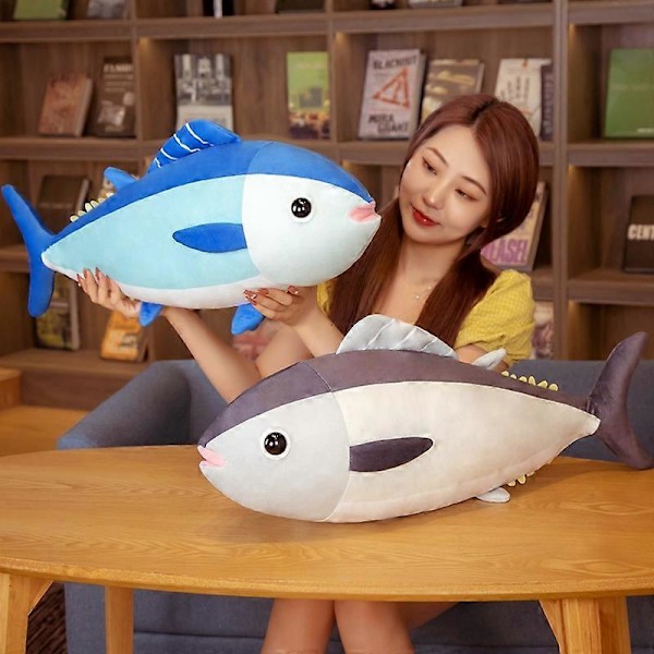 Huiyun Blå Söt Tonfisk Plyschleksaker Tecknad Mjukt Havsdjur Fiskdocka Kudde Kawaii Soffkudde Födelsedagspresent GRAY 65cm