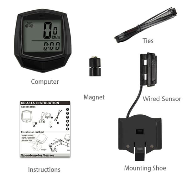 Cykel speedometer, cykel speedometer cykelcomputer med LCD-display nøjagtig speedometer