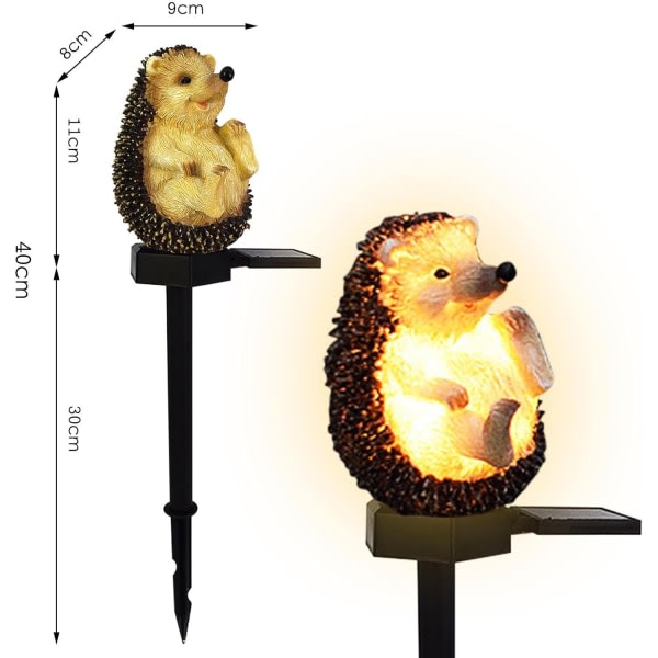 Solcellslampa med igelkott Trädgårdsbelysning