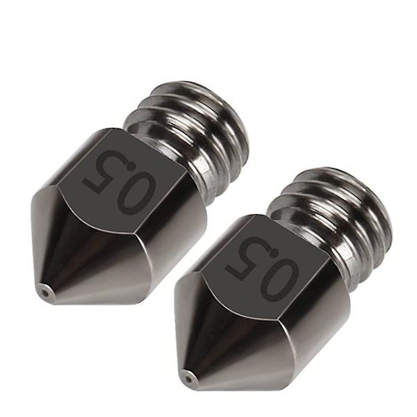 2 stk. Mk8 hærdet stål dyser 1,75 mm holdbare hærdet stål forbrugsstoffer - 0,5 mm
