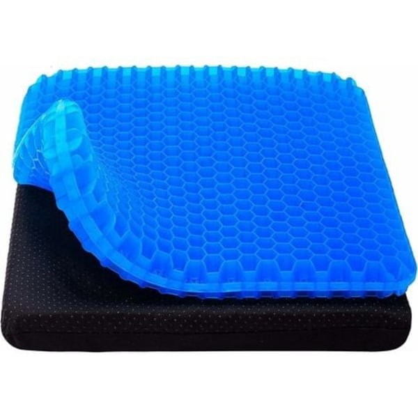 Minnesskum Gel Sittdyna, Gelkudde, Ortopedisk Ergonomisk Stolsdyna för Kontor, Bil, Anti-Dekubitus Coccyx Kudde (Blå)
