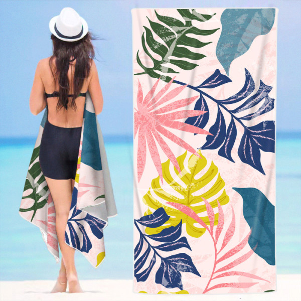 Strandhåndklæde, 160x80cm Letvægts blødt strandhåndklæde Absorberende Oversized håndklæde med tasker til voksne kvinder mænd