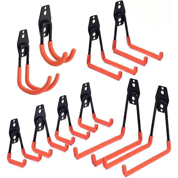 Garagekrokar, kraftiga garageförvaringskrokar i stål för organisering av elverktyg, stegar, skrymmande föremål (10-pack)