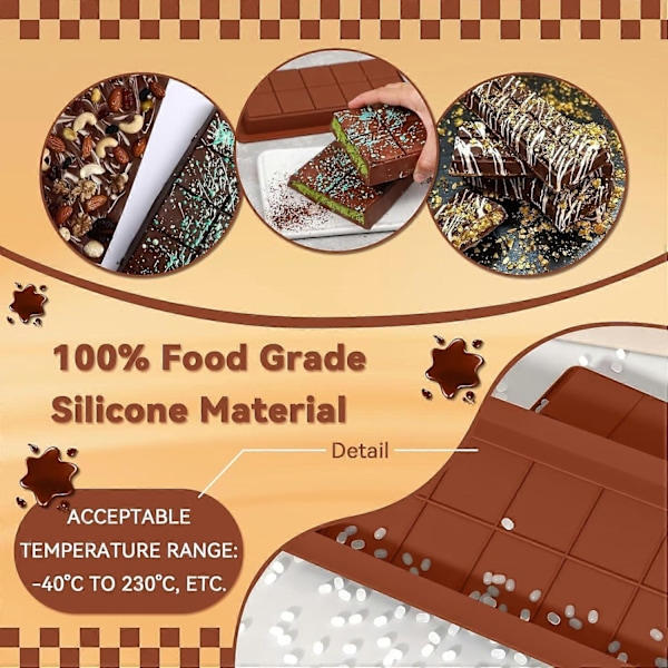 Chokladform i Silikon, Djup, 2-pack, Chokladform Dubai, Icke-klibbiga formar, BPA-fria, Djup Chokladform, Dubai Choc
