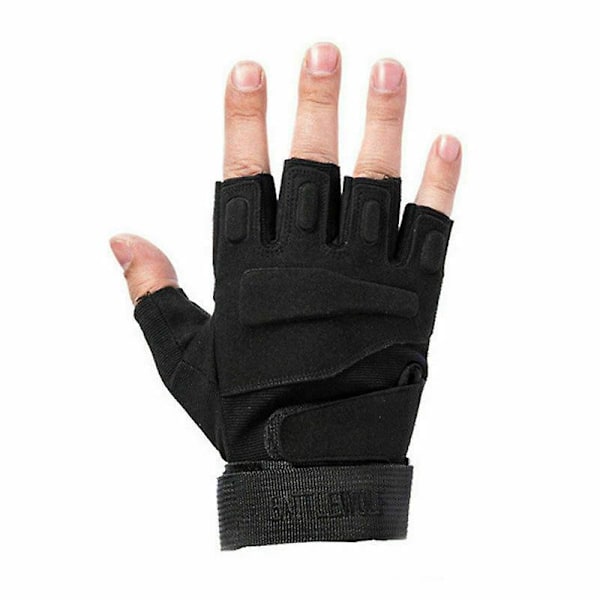 Taktiske Handsker Hær SWAT Militær Kamp Jagt Skydning Udstyr Fingerløse Black XL
