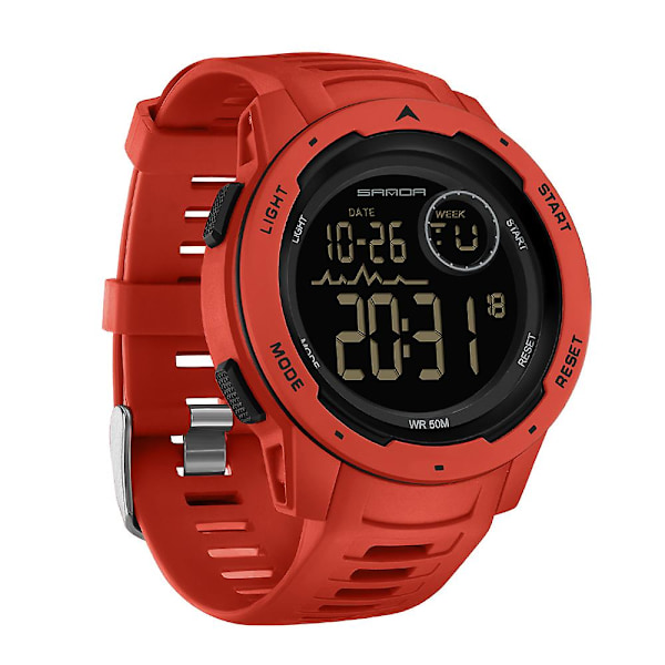 Sanda Toppmerke Sportsklokke for Menn Mote Nedtelling Vanntett LED Digital Klokker Mann Militær Armbåndsur Relogio Masculino 2125 Red