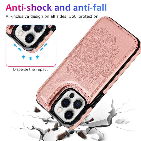 Fodral för iPhone 17 Pro Max med korthållare, blommiga magnetknappar skyddande plånboksfodral för kvinnor för iPhone 17 Pro Max brwon iPhone 17 Pro Max