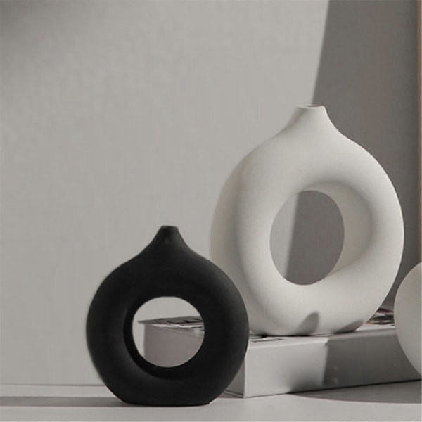 Nordisk Keramisk Vas Dekor Donuts Blomkruka Rumsdekoration Vit, m