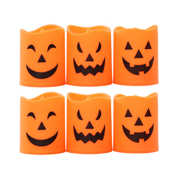 Halloween-kurpitsa kynttilät 6-pakkauksessa, LED-valot juhliin ja koristeluun