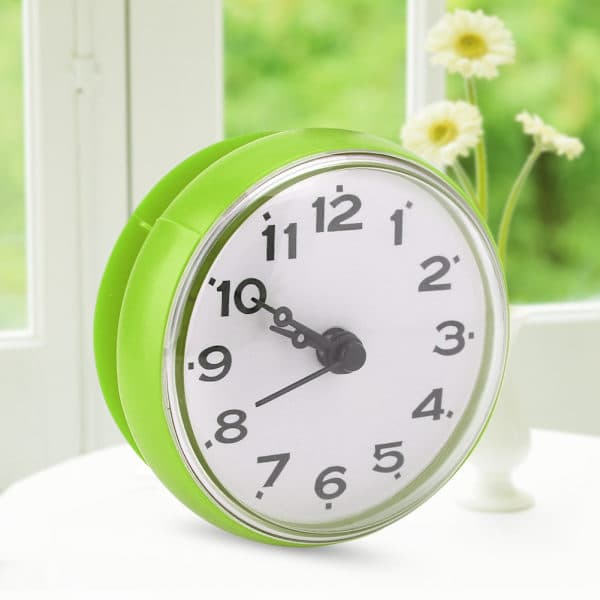 Vattentät Väggklocka med Sugpropp Grön Badrumsdusch Tillbehör