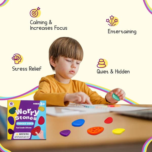 Fidgetleksaker, 6-pack mjuka och texturerade sensoriska fidgetstenar för ångest, sensoriska leksaker för barn med autism, present till alla.