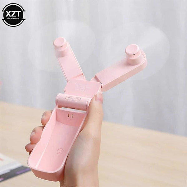Pienet sähkötuulettimet Mini Kannettava Kaksipäinen Sähkötuuletin USB Ladattava Säädettävä Kannettava Taitettava Suloinen Mini Taitettava Tuuletin Matkoille WHITE