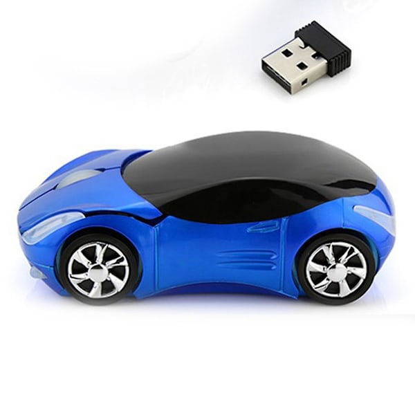 2,4G Mini Bil Mus USB-mottaker Trådløs LED Lys Bilformet Optisk Mus Red