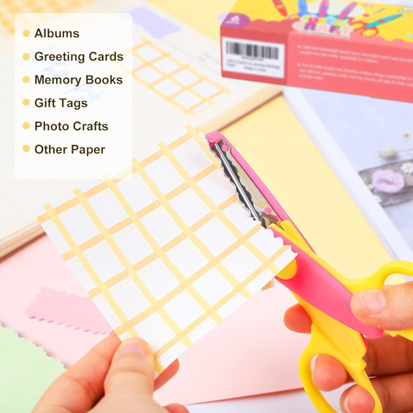6-delad färgglad dekorativ papperskantsaxuppsättning, perfekt för lärare, hantverk, scrapbooking, barnens design