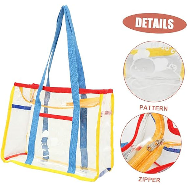 Håndtaske Plastik Tote Taske Skuldertaske til Rejse Tote Taske Strand Stor Strand Tote Strandtaske Lille Plastik Strandtaske Sommer Single Blue