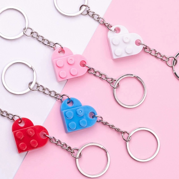 Par Keychain med Hjärta för Pojkvän Flickvän Alla Hjärtans Dag Present till Honom Vänner Älskare Set Pink