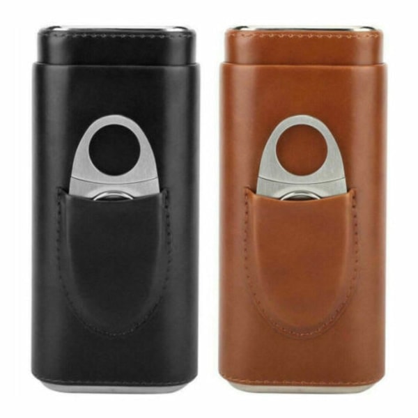 Humidor til hjemmet - Cigarkasseholder i læder - Rejsetaske - Sort