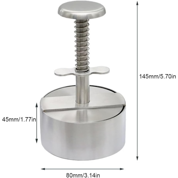 Justerbar hamburgarepress Hamburger Patty Maker med fjäderknapp, rostfritt stål Non-Stick Stuffed Hamburger Press Maker 8cm