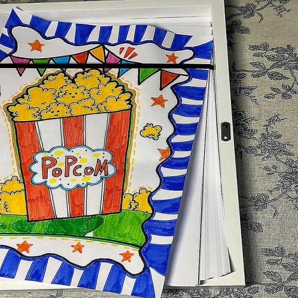 My Little Davinci Tretrebilde i tre med 20 ark kunstverk - Barneramme for kunstutstilling, utmerket svart