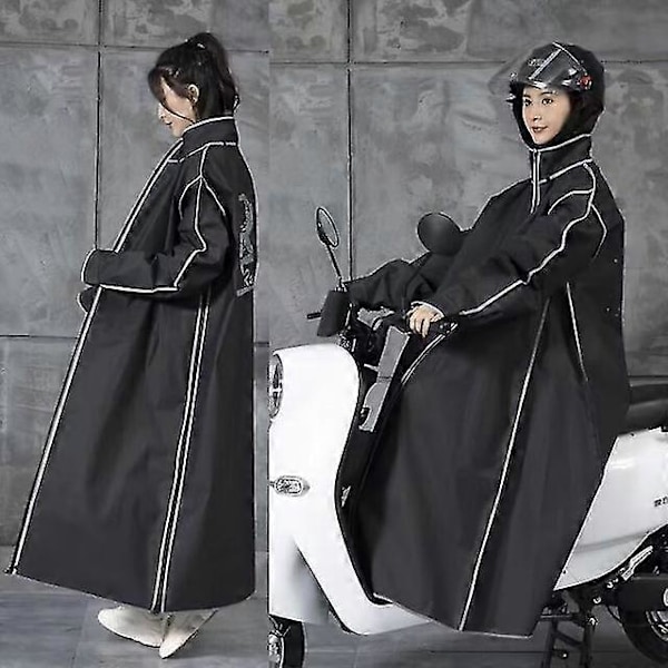 2023 Vespa Regnsæt Herre/Mænd Lynlås Hætte Poncho Motorcykel Regntøj Lang Model Vandreponcho Miljøvenligt Regn Regnsæt sommer-Yvan Black1 xxxL