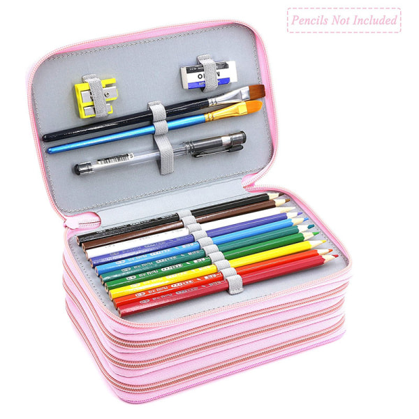 72-rums Pencil Organizer Opbevaring 4-lags blyanttaske med stor kapacitet Rosa utan penna