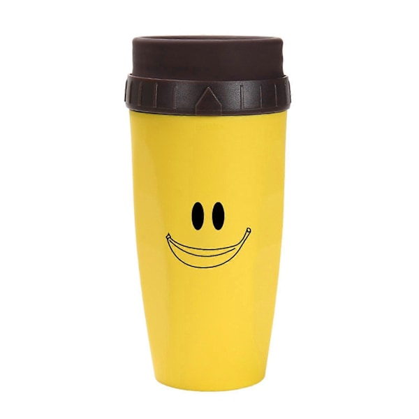 Bärbar Coverless Twist-mugg med isolerad kaffekopp i rostfritt stål smile yellow