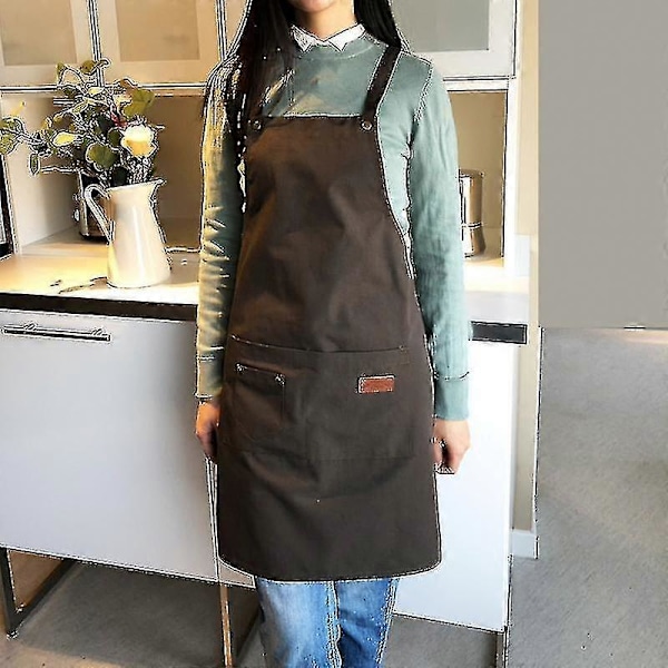 Unisex Arbeidsforkle Canvas Forkle Bib Justerbart Kjøkkenforkle style 4