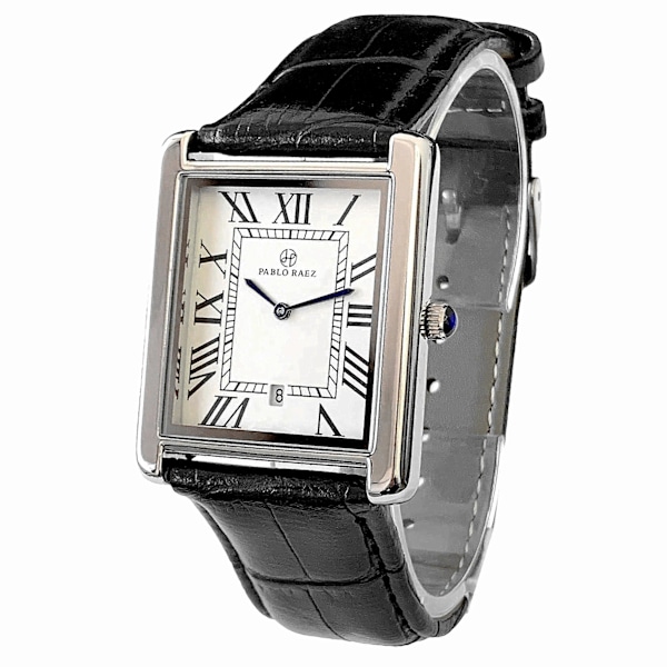 PABLO RAEZ Rostfritt Stål Lyx Klocka Läder Quartz Fyrkantig Damklocka Montre Unisex Herr Tnak Casual Armbandsur Silve black Big