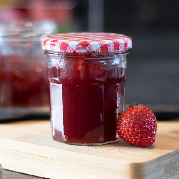 Glas syltetøjsglas | Sæt med 12 | Bred mund 380 ml glasbeholderkrukker lufttætte sylteglas | Hjemmelavet syltetøj, marmelade og chutneykrukke
