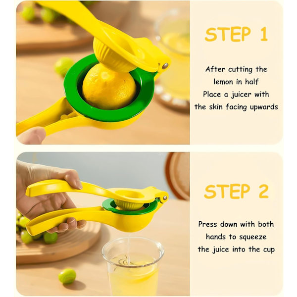 Citronpressar, 2-i-1 Premium Kvalitet Metall Citron Orange Lime Citrus Handpress Juicepress Manuell Citronpress Säker Snabbare och Effektiv Fruktjuicepressning