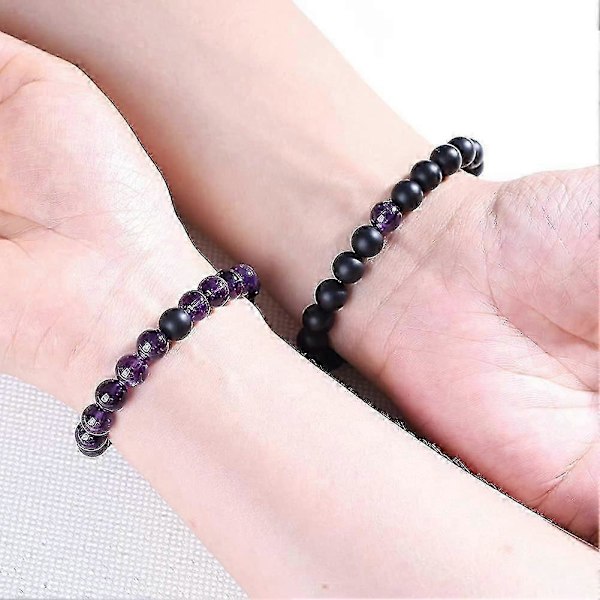 Onyx Ädelsten Matchande Pararmband för Långdistans