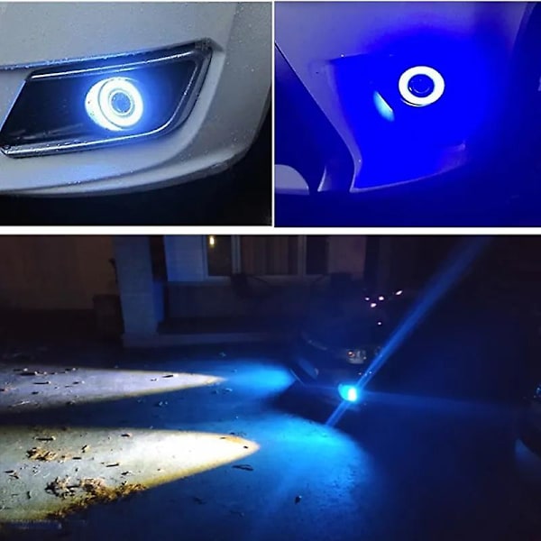 2 st 3.0 Angel Eyes Dimljus 12v Universal 2.5 Cob Led DRL-lampa 3.5 Körljus Vit Blå Rosa Gul Grön 64/76/89mm Blue 3.0 inch