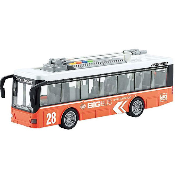 Legetøjsbilmodel Gave Til Børn Cool Stilfuld Lys Musik Inerti Bus Bus Simulation Orange tram (911b)