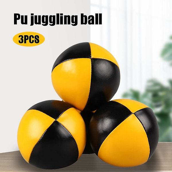 3 st Jugglingboll Set Panel Läder Professionell Jugglingboll för Nybörjare Barn Vuxen Yellow and Black