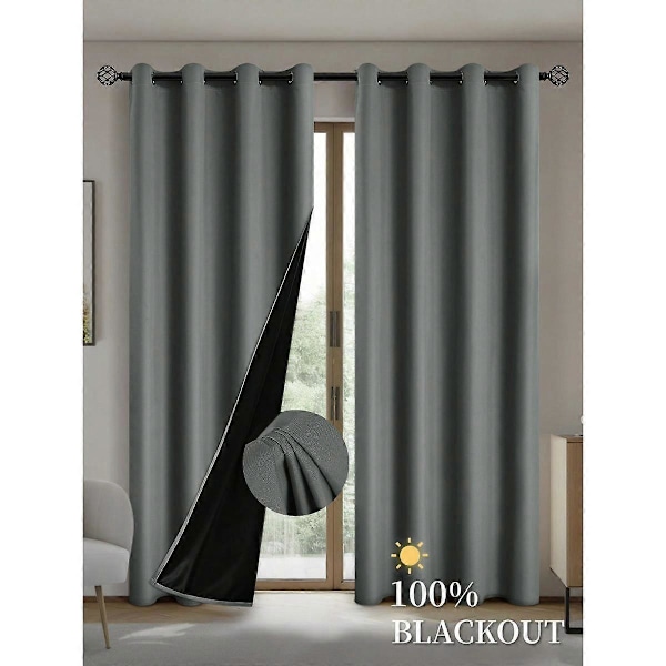 1 st Mörkläggningsgardiner med Belagd Isolerande Foder, Gardiner för Vardagsrum, Sovrum, Kök, Heminredning, Rumsdekoration dark grey 100X250CM 1PCS&Grommet Top