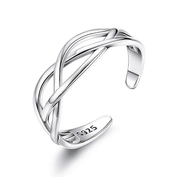 Ring i massivt 925 sterlingsilver för kvinnor, justerbar vintage-ring