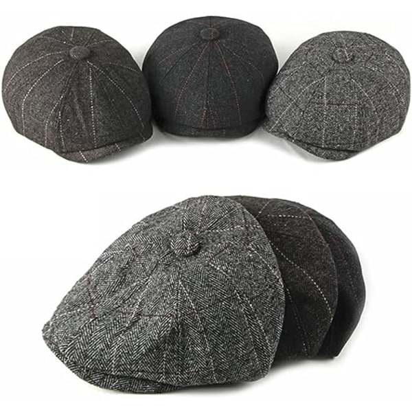 Justerbar keps i fiskbensmönster Baker Boy Flat Caps skyddskeps tygkeps för män