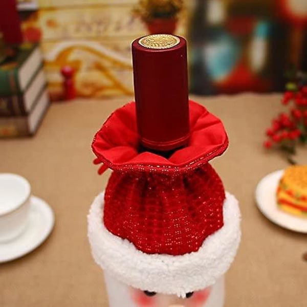 Julerødvinflaskeposetrekk Bord Festbord Dekor-vinflasketrekk til pynt Julegave-nissen