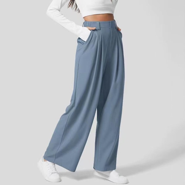 Højtaljede lige bukser til kvinder, komfortable og åndbare bukser til shopping og dating Purple XL