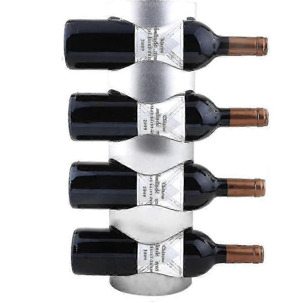 Väggmonterat vinställ i rostfritt stål för förvaring och visning heminredning 4 Bottle