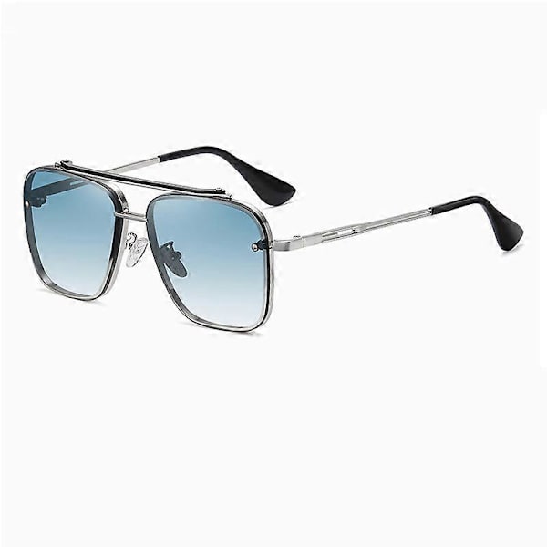 Uudet gradientti aurinkolasit aikuisille, muotimetalliset suuret kehykset, aurinkolasit, merkkisuunnittelu, ylelliset Lunette De Soleil Homme As Picture Silver Blue