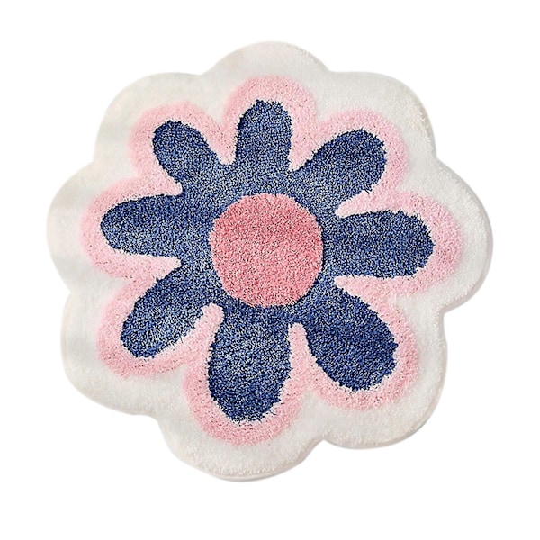 Daisy Söt Badrumsmatta Blattformad Tvättbar Badrumsmatta Halkfri Absorberande Badrumsmatta Mjuk Fluffig Barnrum Blommmatta För Golv 40 cm Blue