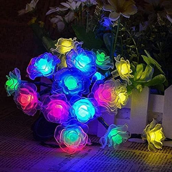 Solcelled Julelys, 30 LED Vanntette Rosehagedekorasjoner Colourful
