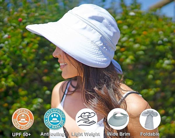 Hatte til Kvinder Upf 50+ UV Solbeskyttende Konvertibel Strand Visor Hat Grey