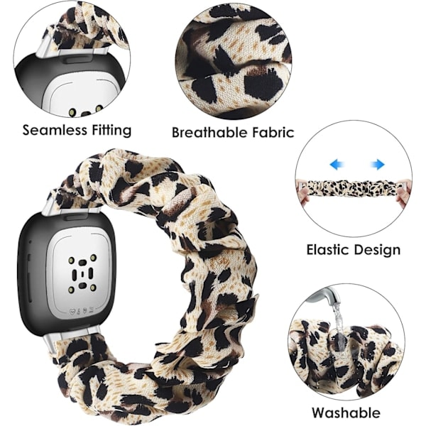 Armband kompatibel med Fitbit Sense / Versa 3, armband för kvinnor Leopard